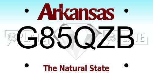 G85QZB Arkansas License Plate