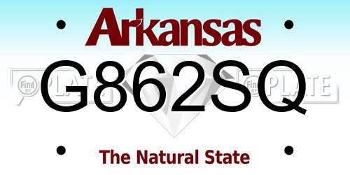 G862SQ Arkansas License Plate