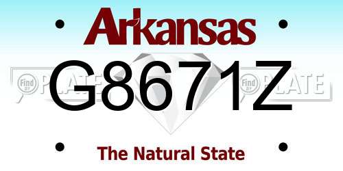 G8671Z Arkansas License Plate
