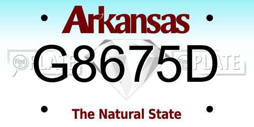 G8675D Arkansas License Plate