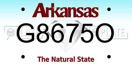 G8675O Arkansas License Plate