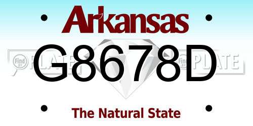 G8678D Arkansas License Plate