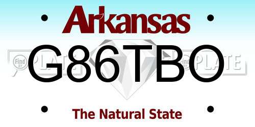 G86TBO Arkansas License Plate