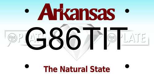 G86TIT Arkansas License Plate