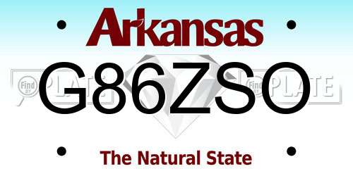 G86ZSO Arkansas License Plate