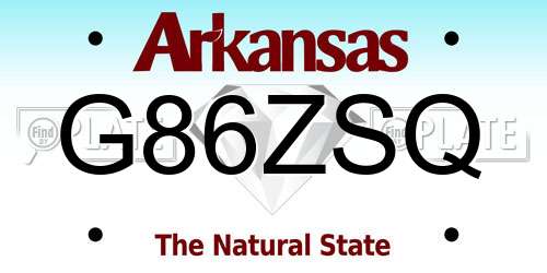 G86ZSQ Arkansas License Plate