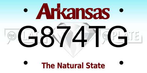 G874TG Arkansas License Plate