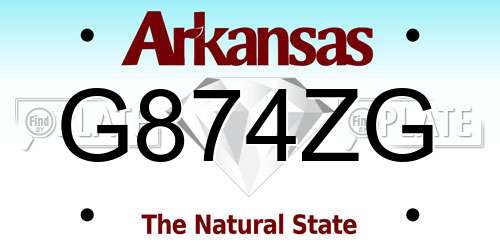 G874ZG Arkansas License Plate