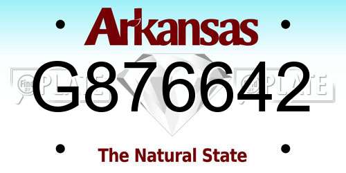 G876642 Arkansas License Plate