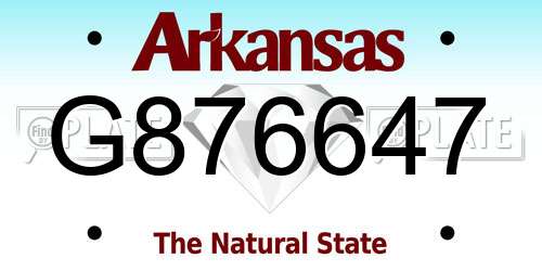 G876647 Arkansas License Plate