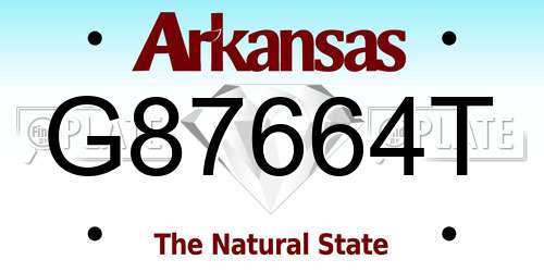 G87664T Arkansas License Plate