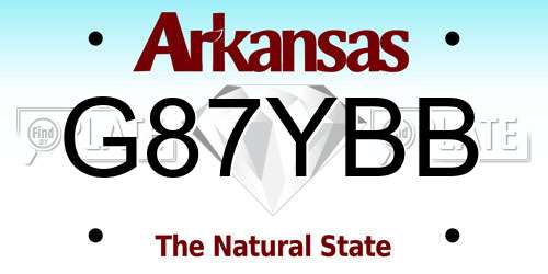 G87YBB Arkansas License Plate