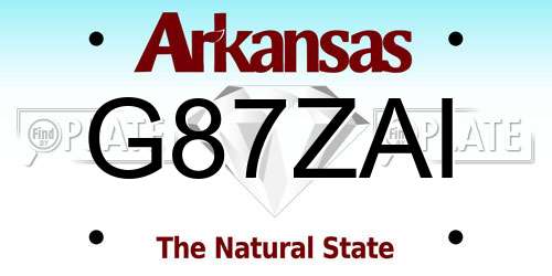 G87ZAI Arkansas License Plate