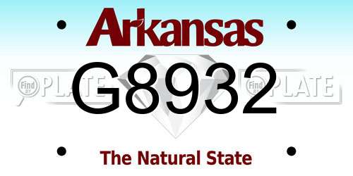 G8932 Arkansas License Plate