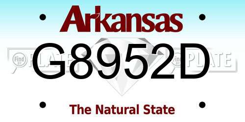 G8952D Arkansas License Plate