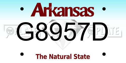 G8957D Arkansas License Plate