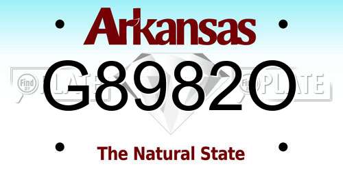 G8982O Arkansas License Plate