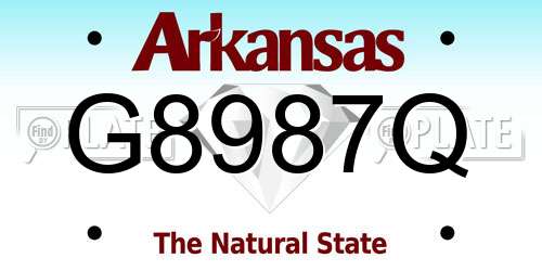 G8987Q Arkansas License Plate