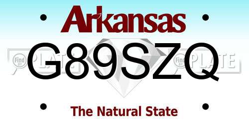 G89SZQ Arkansas License Plate
