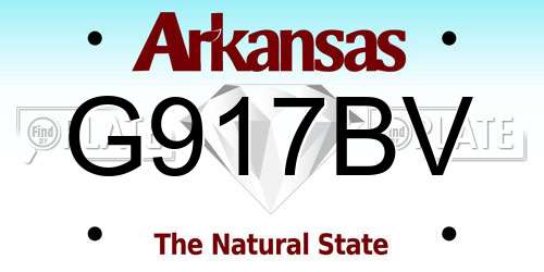 G917BV Arkansas License Plate