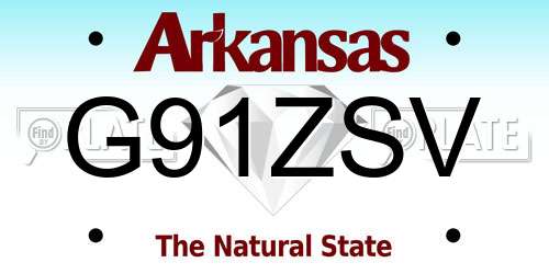 G91ZSV Arkansas License Plate
