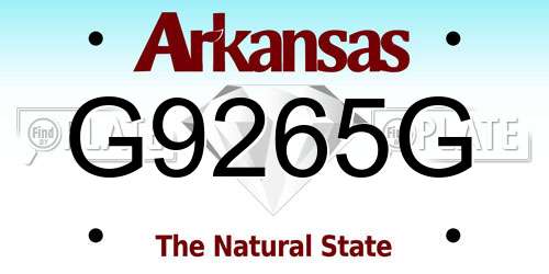 G9265G Arkansas License Plate