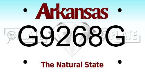 G9268G Arkansas License Plate