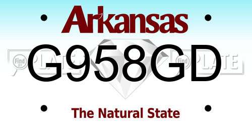 G958GD Arkansas License Plate