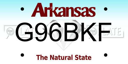 G96BKF Arkansas License Plate