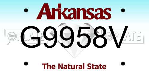 G9958V Arkansas License Plate