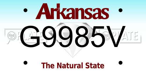 G9985V Arkansas License Plate