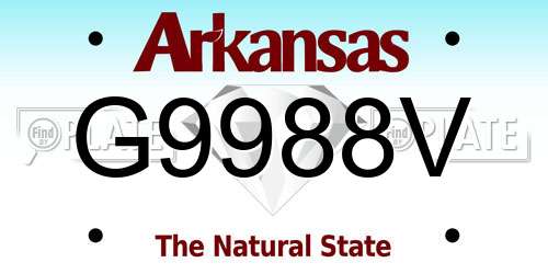 G9988V Arkansas License Plate