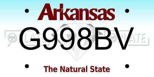 G998BV Arkansas License Plate
