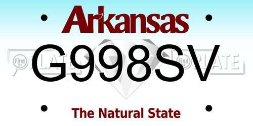 G998SV Arkansas License Plate