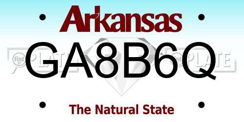 GA8B6Q Arkansas License Plate