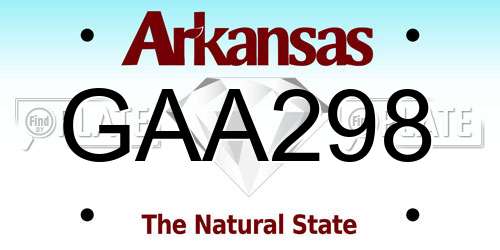 GAA298 Arkansas License Plate