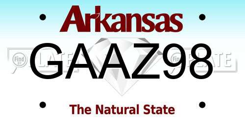 GAAZ98 Arkansas License Plate