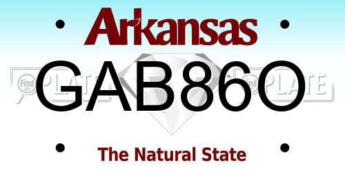 GAB86O Arkansas License Plate