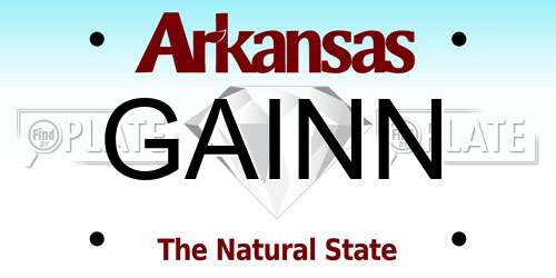 GAINN Arkansas License Plate