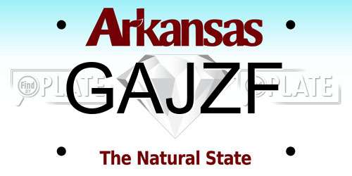 GAJZF Arkansas License Plate