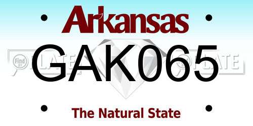 GAK065 Arkansas License Plate