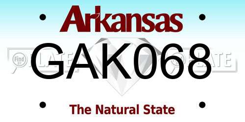 GAK068 Arkansas License Plate