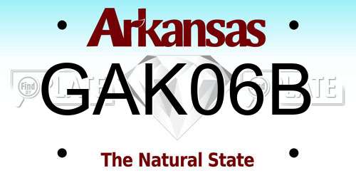 GAK06B Arkansas License Plate