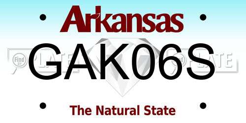 GAK06S Arkansas License Plate