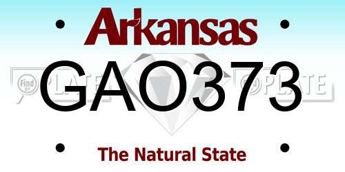 GAO373 Arkansas License Plate