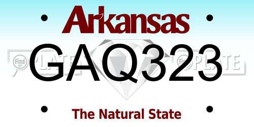 GAQ323 Arkansas License Plate
