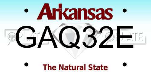 GAQ32E Arkansas License Plate