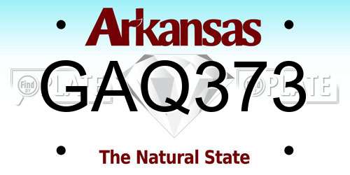 GAQ373 Arkansas License Plate
