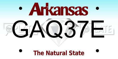 GAQ37E Arkansas License Plate