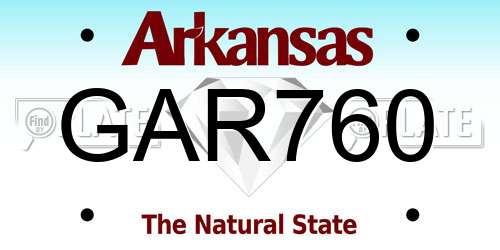 GAR760 Arkansas License Plate